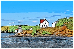 Squirrel Point Light in Autumn in Maine - Digital Painting